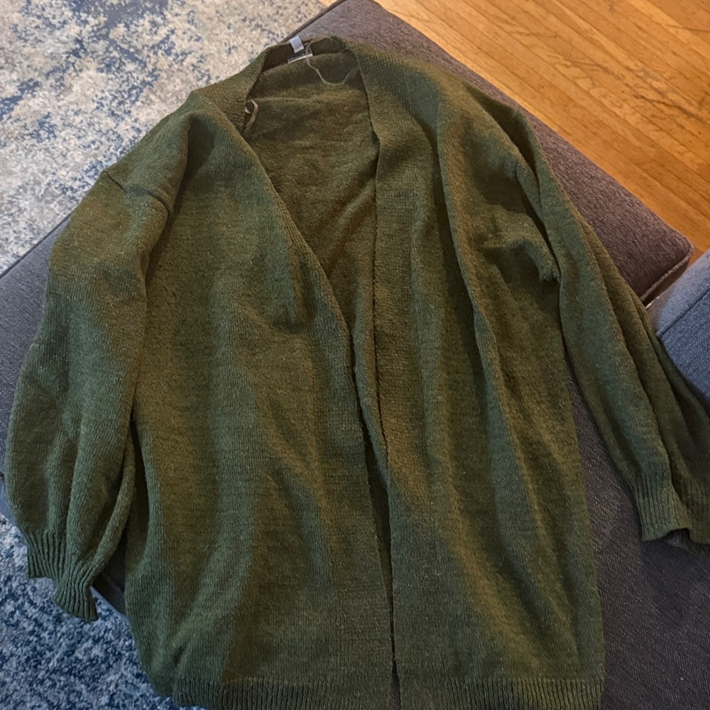 Cozy Green Open Cardigan